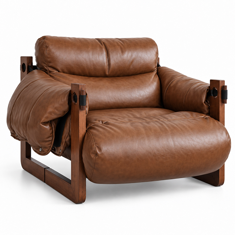 KADRIE Oiled Leather Jersey Island Casual Chair