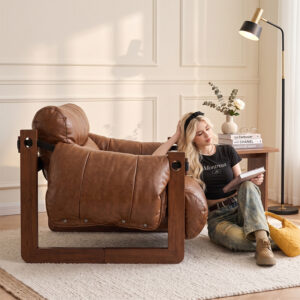 KADRIE Oiled Leather Jersey Island Casual Chair