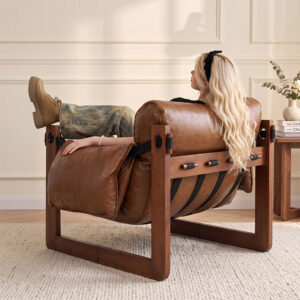 KADRIE Oiled Leather Jersey Island Casual Chair