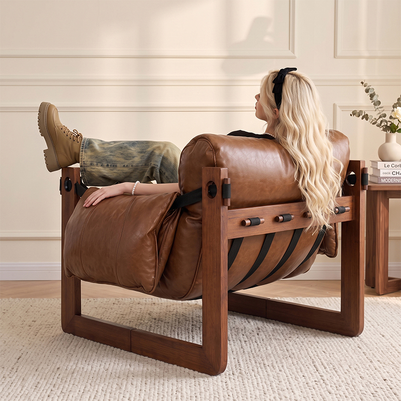 KADRIE Oiled Leather Jersey Island Casual Chair