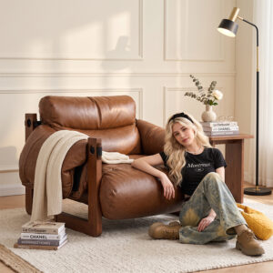 KADRIE Oiled Leather Jersey Island Casual Chair