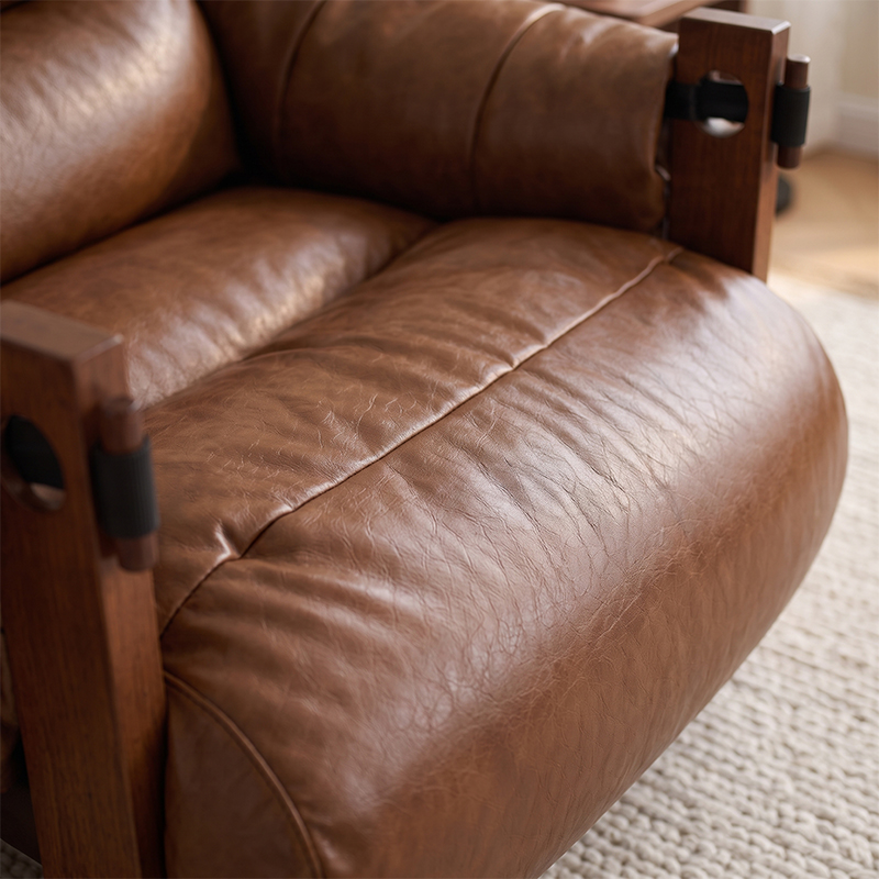 KADRIE Oiled Leather Jersey Island Casual Chair
