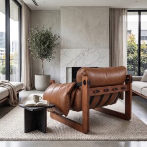 KADRIE Oiled Leather Jersey Island Casual Chair