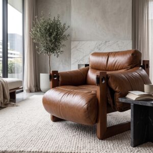 KADRIE Oiled Leather Jersey Island Casual Chair